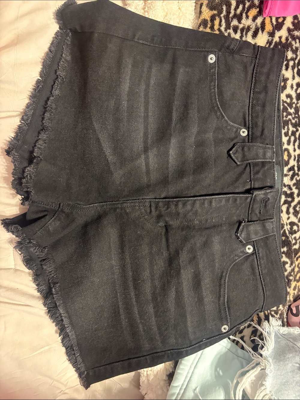 Kendall & Kylie Black Frayed Hem Denim Shorts